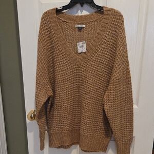 American Eagle Outfitters Tan V-Neck Sweater